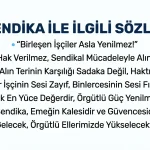 Sendika ile ilgili Sözleri 2026