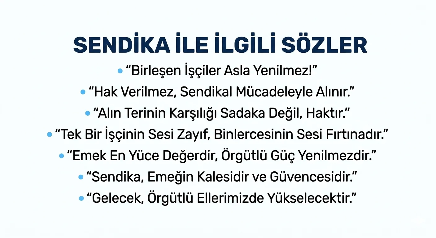 Sendika ile ilgili Sözleri 2026